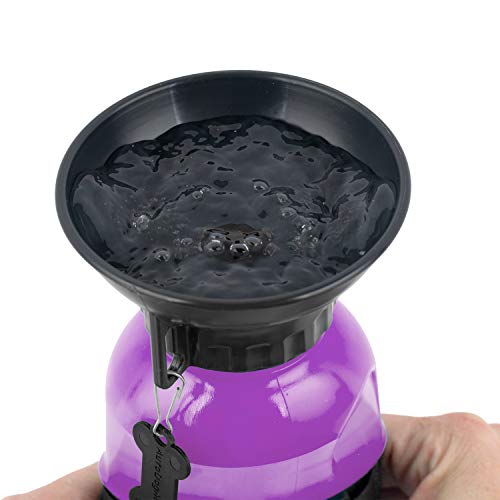 Highwave AutoDogMug Dog Water Bottle with Built-in Bowl, 20 oz, Purple - color: Purple