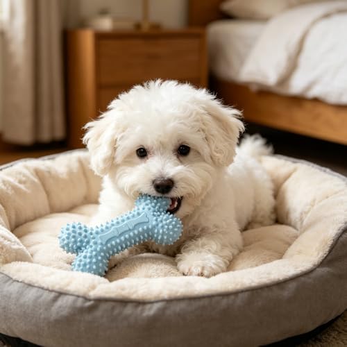 2 Pack Dog Chew Toys for Puppy Cute Blue Small Dog Toys Puppy Dog Toys for Teething Soft Durable Interactive Chew Toy for Small Dogs Light Blue