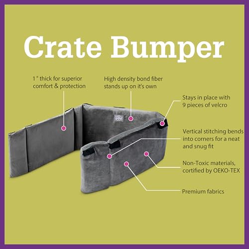 Pet Dreams 3-Piece Set Includes Dog Crate Cover, Dog Mat & Bumper Pad- Washable Kennel Bedding fits iCrate Cages 24, 30, 36, 42 Inch (Grey, Small, 24") - color: Graphite Grey, size: 24-Inch