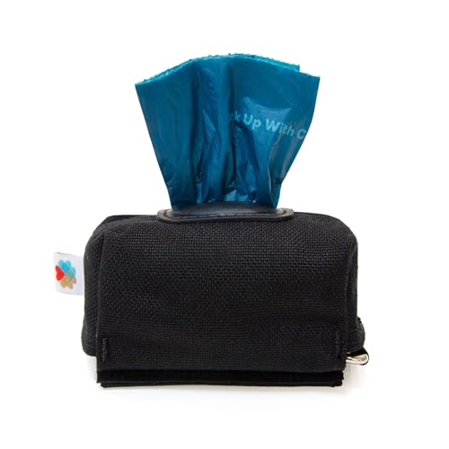 Dog Poop Bag Holder for Leashes, Cat Waste Bag Dispenser, 1000D Nylon, Attach to Cat Leash, Poop Bag Dispenser, Fits Standard Dog Poop Bags - Wildebeest (Black) - color: Black