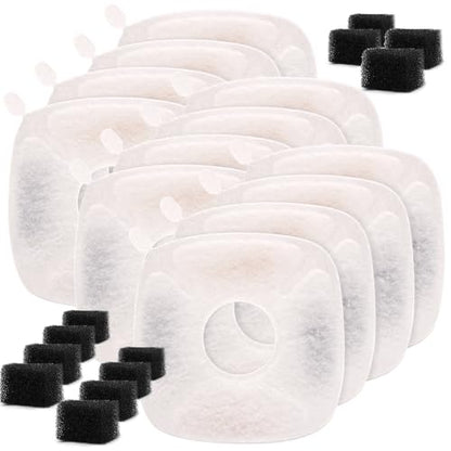 Pet Fountain Filters Compatible with 95Oz/2.8L Dog Water Fountain (12 Filters& 12 Sponges) - size: 12 Filters& 12 Sponges