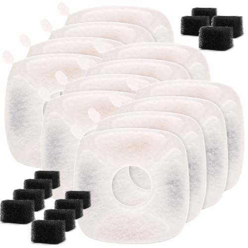 Pet Fountain Filters Compatible with 95Oz/2.8L Dog Water Fountain (12 Filters& 12 Sponges) - size: 12 Filters& 12 Sponges