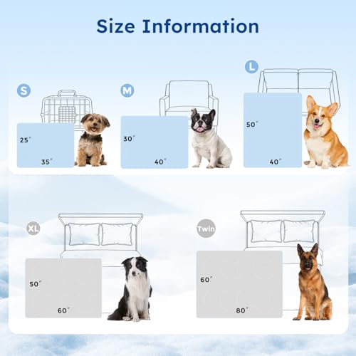 ZOMISIA Premium Cooling Dog Blanket for Bed - Q-MAX>0.5 Breathable Washable Dog Cooling Mat, Travel Soft Pet Summer Essentials, Grey, 60"x80" - color: Grey, size: Twin(60x80")