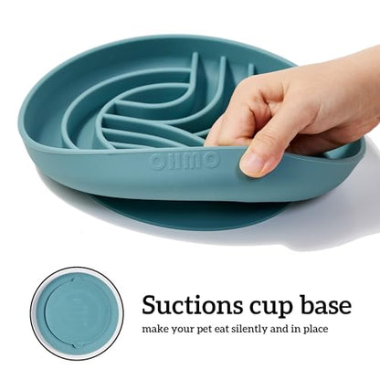 OHMO Slow Feeder Dog Bowls(Tree Life, Celestial) Enrichment Soft Silicone Food Safe Feeding Bowl Non Slip Suction Cup for All Breed Pet, Cat Slow Down Eating Dishes, Boredom and Anxiety Reducer - color: Light Blue