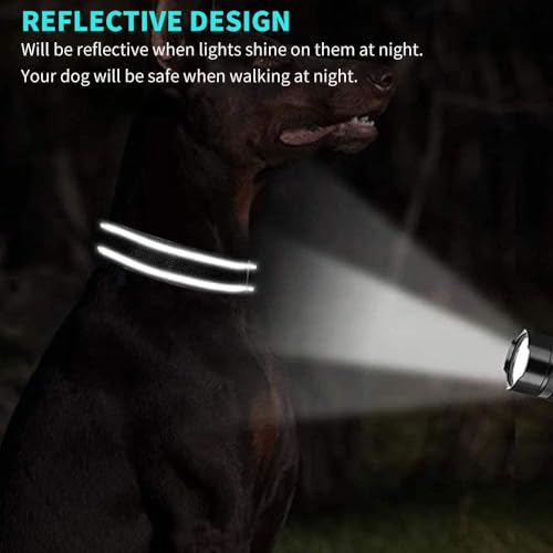 Custom Reflective Dog Collars with Embroidered Name and Phone Number, Soft Neoprene Padded Breathable Nylon Personalized Pet Collar Adjustable for Large Medium Small Dogs