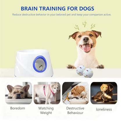Automatic Dog Ball Launcher, Dog Ball Throw Launcher, 3 Adjustable Distance 20-45FT, with 6 2.3-inch ETPU Balls, for Small/Medium Dogs, Indoor and Outdoor Interactive Toys
