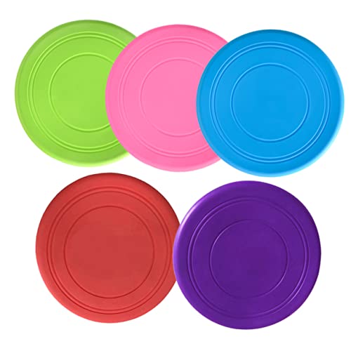 COLLBATH 5pcs Flying Disc Dog Chew Toys Interactive Pet Training Discs for Puppies Soft Floating Design Bright Colors for Safe Fun for Outdoor Fetch and Exercise