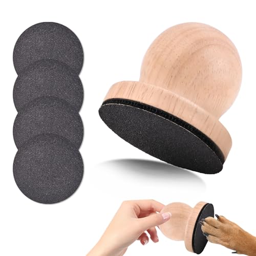 Dog Nail File Dog Scratch Board for Nails Wooden Handicraft Cat Dog Nail Scratch Pad with 4 Pcs Replaceable Sandpaper Dog Trainning Accessories Stress Free Nail Filing for Dogs(Wood) - color: Wood