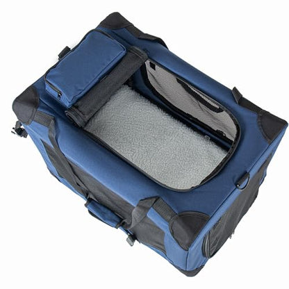 Large Foldable Rolling Dog Carrier,3-Doors Cat Carrier with Detachable Wheels,Pet Rolling Bag 24"x17"x17" for Large Cats, Medium & Small Dogs, Detachable for Travel,Vet Visits,Outdoor Walks (24 inch) - size: 24 inch