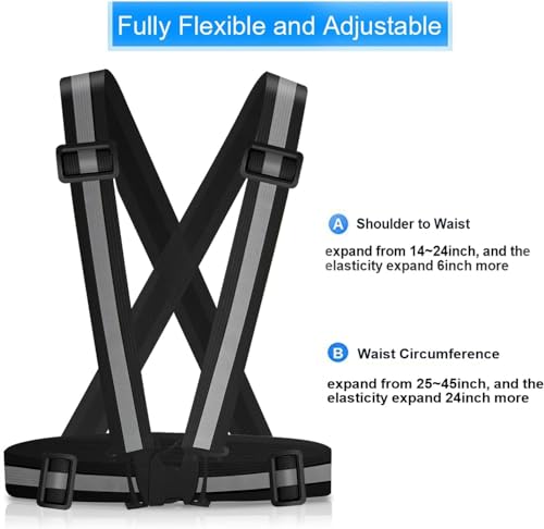 Reflective Vest Running Gear, 2Pack High Visible Safety VES for Cycling Jogging Running Walking, Adjustable for Men Women - color: Black