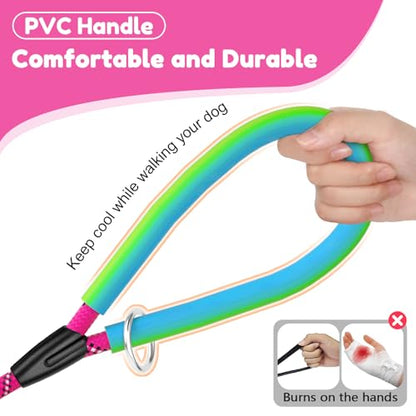 Dog Leash Heavy Duty 4/5/6ft XiaZ 2 Handles Dog Leashes for Medium Large Dogs 1/2 Inch 1000lb Strength Reflective PVC Waterproof-Handles Metal Hook Dual-Handle Rope Leash Nighttime Safety - color: Red, size: 6FT (1/2")-1