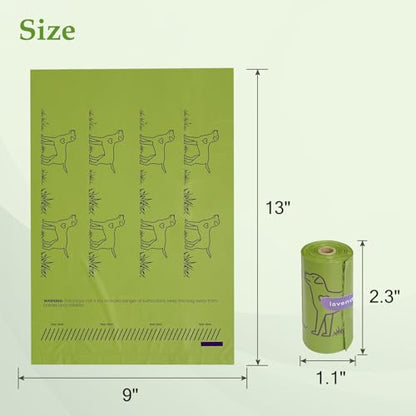 720 Count Lavender Scented 13” x 9”Dog Poop Bags Rolls, Leakproof Strong & Sturdy Waste Bags for Doggie Cat Pet - style: 720 Lavender