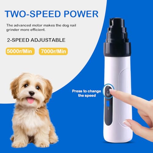 Silent Dog Nail Grinder, 2025 Upgraded Pet Nail Trimmer with 2-Speed Settings & 3 Grinding Ports, USB Rechargeable Dog Nail Clippers for Small, Medium & Large Pets