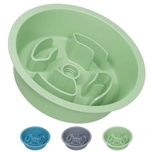 AVERYDAY Slow Feeder Dog Bowls for Medium Breeds Fits Raised Feeding Station, Puzzle Dog Food Bowls to Slow Down Eating, Dogs Feeding Bowl with Non-Slip, Slows Feeder Pet Bowl for Wet and Dry Food - color: Slow Feeder Green, size: 1.5 Cup - Fit 6.4-6.7''