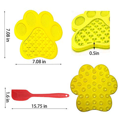 Dog Licking Mat for Anxiety Peanut Butter Slow Feeder Bowls Licking Pad with Strong Suction to Wall for Pet Bathing,Grooming,and Training (Yellow) - color: Yellow