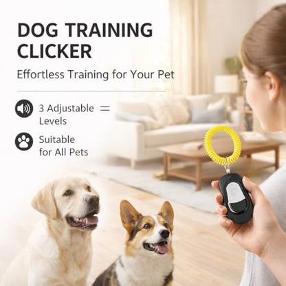 Adjustable Dog Training Clicker, 3 Gears Claw Shaped with Wrist Strap, Sky Blue - High, Medium, Mute Sound Modes, Comfortable Wear for Dogs and Cats (Black) - color: Black