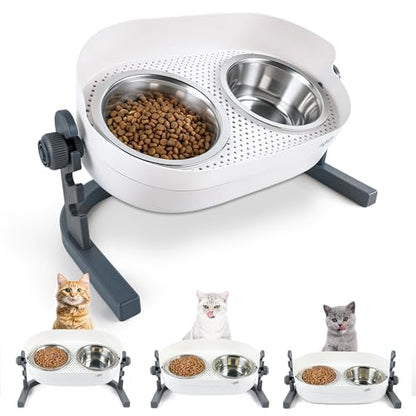 All for Paws Height Adjustable Cat Elevated Bowls Stainless Steel Dog Food Water Bowls, Height Adjustable Cat Feeder Mess Proof Pet Feeding Bowls for Small to Large Size Cats - size: Medium