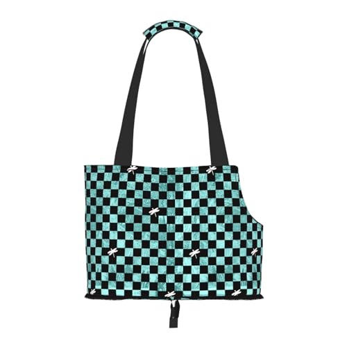 Dog Purse Carrier with Safety Hook - Foldable & Hands-Free Dog Cat Carrier Bag for Subway, Travel, Shopping up to 20lbs,Copperplate Checkerboard - color: Copperplate Checkerboard