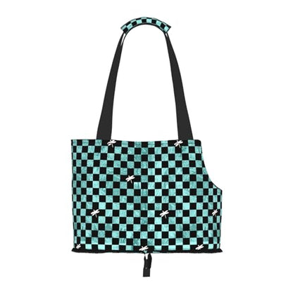 Dog Purse Carrier with Safety Hook - Foldable & Hands-Free Dog Cat Carrier Bag for Subway, Travel, Shopping up to 20lbs,Copperplate Checkerboard - color: Copperplate Checkerboard
