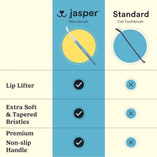 Jasper Microbrush Vet Approved Cat Toothbrush, Soft-Bristled Toothbrush Kit for Felines & Small Dogs, Non-Slip Handle with 2 Replaceable Tooth Brush Heads, Use with Cat Toothpaste, 2-Pack, Gray Mist - color: Gray 2 Pack