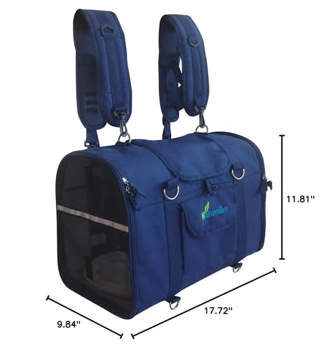 6-in-1 Sturdy Pet Carrier Backpack, Front Pack, Shoulder Bag, Pet Hand Bag, Car Seat Crate, Soft-Sided pet Carrier, Small Dog & Cat Travel Carrier, Size Medium for Pets 14-16" Long - size: 18.0"L x 11.0"W x 12.0"H