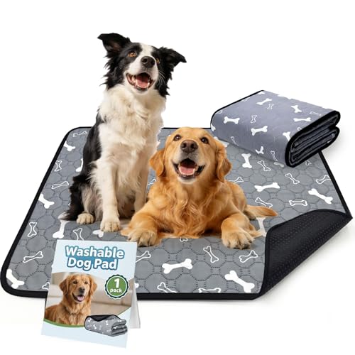 BAEJMJK Washable Dog Pee Pads, Reusable Dog Crate Mats Puppy Training Pads, 4-Layer Super Absorbent Waterproof Non-Slip Leak-Proof Ideal for Potty, Crate, Playpen & Travel(28"x40",Gray 1-Pack) - color: Gray 1-pack, size: 28"x40"