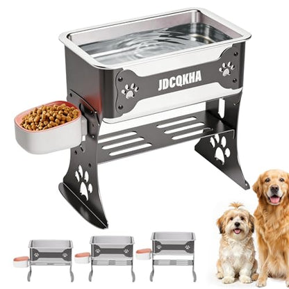 3 Gallon Elevated Dog Bowl Large Breed Raised Dog Water Bowl Stand,3 Height Adjustable Stainless Steel Pet Feeder Station with Anti-Slip Mat,Black Pet Bowl for Relief Joint Pressure,Easy Clean - color: Black, size: XL