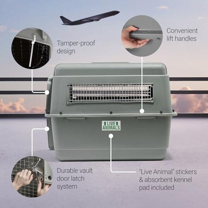 Petmate Sky Kennel - For Air and Travel, Airline Compliant Dog Crate for Pets 50-70 lbs, Heavy Duty Dog Kennel, Made in the USA- 36 Inches - size: 36 Inch