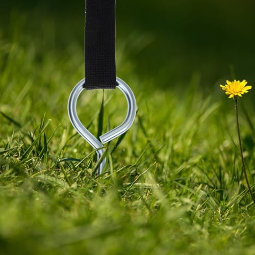 DECHOUS Wear-Resistant Spiral Dog Anchor and Portable Ground Stake with 2. Webbing Straps, Heavy Duty Tent Accessory for Outdoor Camping and Pet Tie-Out