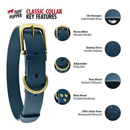 Tuff Pupper Classic Heavy Duty Dog Collar | 10x Stronger Than Leather | 100% Waterproof & Odor Proof Dog Collar | Tough Rust-Proof All Metal Hardware - color: Royal Purple