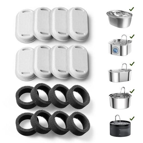 PETLIBRO 8 Packs Replacement Filters for Stainless Steel Cat Water Fountain PLWF003 & PLWF006, 4 Months Set of Replacement Filters fot Pet Water Fountain Stainless Steel - color: White, size: 8 Packs for Stainless Steel Fountain