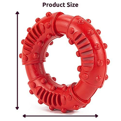 SIMENA Heavy Duty Dog Chew Toy, Natural Teething Toy for Medium Breeds, Tough Durable Chewy Toy, Teeth Cleaning Tough Dog Toys (Ring, Red) - style: Ring Red