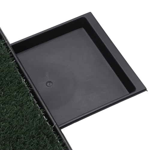 Dog Grass Pee Pads, Reusable Artificial Grass Potty Tray with 3 - Layer Drainage System, Easy to Clean Indoor Puppy Training Mat for Small Dogs, Includes Baffle and Tray (Large Size with Baffle) - size: Large Size with Baffle