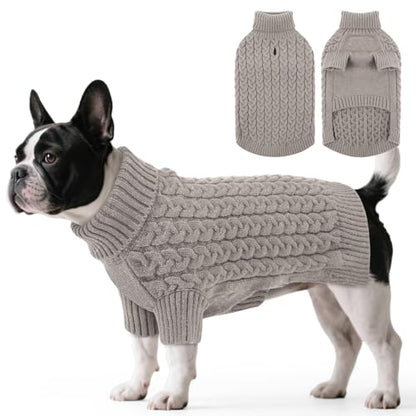 SAWMONG Dog Sweater, Dog Sweaters for Medium Dogs Girls Boys, Pullover Turtleneck Knitted Doggy Sweatshirt, Cold Weather Pet Clothes（Grey, Medium - color: Grey, size: Medium