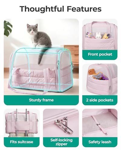 BAGSMART Cat Carrier: Soft-Sided Pet Carrier for Small Medium Cats Dogs Puppy Quilted Collapsible Puffy Travel Bag Up to 25 Lbs Black - color: Black, size: 19.3"L x 13.0"W x 13.0"H