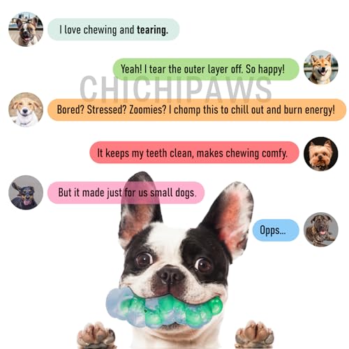 Small Breed Dog Chew Toys for Teething - Natural Rubber & Durable Nylon Toy for Puppies 0-12 Months, Interactive Gift for Small Dogs Under 30 lbs, Safe Teeth Cleaner & Anxiety Soother