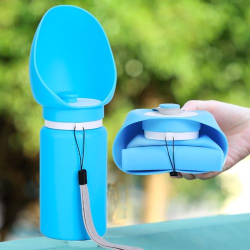 Portable Collapsible Dog Water Bottle - 550ml, Large Wide-Mouth Drinking Bowl, Ideal for Small and Large Dogs on Walks and Outdoor Activities (Blue) - color: Blue