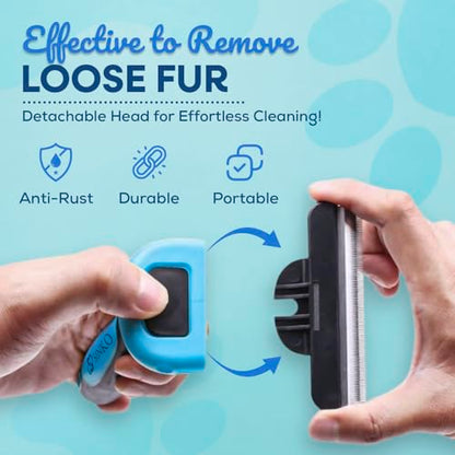 Sinko Deshedding Tool for Dogs & Cats, Pet Grooming Brush, Skin Friendly, Effectively Reduces Shedding by up to 95% for Short Medium Long Pet Hair (Blue)