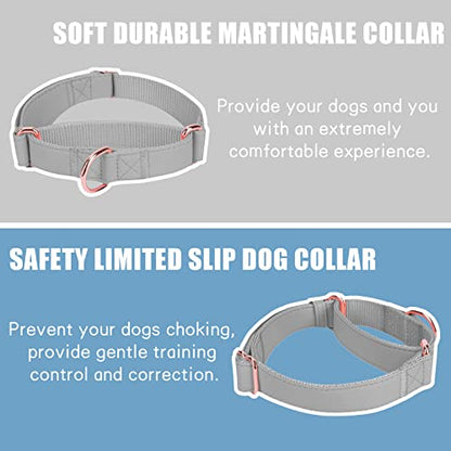 Soft Leather Martingale Dog Collar - Adjustable Rose Gold Limited Slip Collars [Easy to Clean], Stylish Durable Heavy Duty Nylon No Pull Training Collar for Small Medium Large Dogs XS Grey - color: Grey, size: XS (Neck 8"-11", Width 3/5")