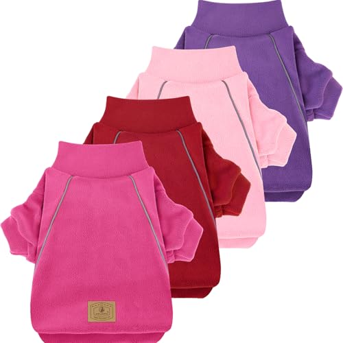 XPUDAC 4 Pack Dog Sweaters Fleece Dog Sweatshirt Winter Pet Clothes for Small Medium Dogs Boy Girl Pullover Puppy Christmas Outfits Cat Apparel, Purple, Light Pink, Hot Pink, Red, XL - color: Purple, Light Pink, Hot Pink, Red, size: X-Large(Chest-21.3")