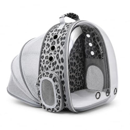 Expandable Cat Carrier Backpack for Cats & Dogs, Bubble Window Pet Travel Backpack with Breathable Mesh, Anti-Collapse Structure, Side Door, for Vet Visits, Hiking, Black and White Animal - color: Black and White Animal