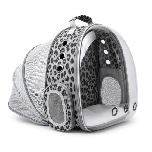 Expandable Cat Carrier Backpack for Cats & Dogs, Bubble Window Pet Travel Backpack with Breathable Mesh, Anti-Collapse Structure, Side Door, for Vet Visits, Hiking, Black and White Animal - color: Black and White Animal