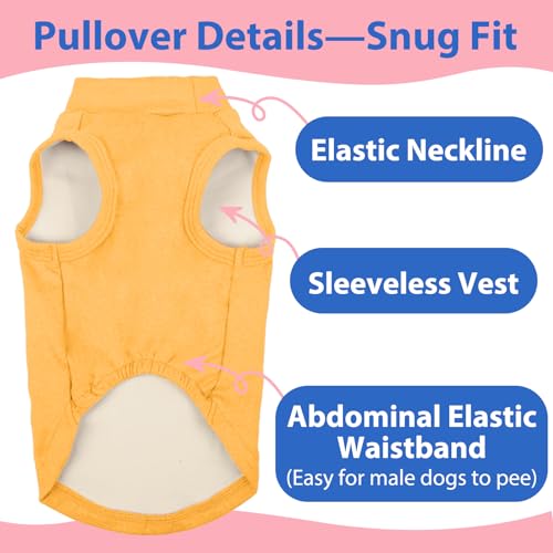 Dog Fleece Vest - Yellow, S - Warm and Stretchable Sweatshirt | Sleeveless Lightweight Sweater, Pullover Design for Small Dogs, Chihuahua Clothes, Papillon, Pomeranian - color: Yellow, size: Small