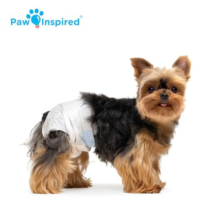 Paw Inspired Disposable Dog Diapers | Female Dog Diapers Ultra Protection | Diapers for Dogs in Heat, Excitable Urination, or Incontinence (12&144 Count) (X-Small (12 Count)) - size: X-Small (12 Count)