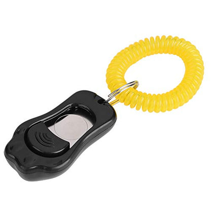 Adjustable 3 Gears Pet Dog Training Clicker Paw Shaped with Wrist Strap for Cats Birds(Black) - color: black