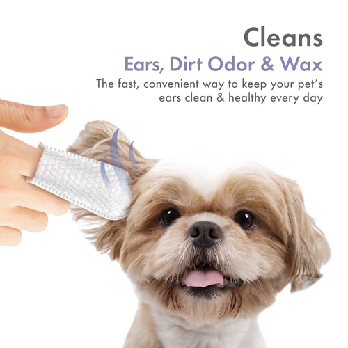 Petkin Fingertip Ear Wipes for Dogs and Cats, 100 Finger Wipes - Slip-On, Snug Fit, Micro-Bristle Fabric - Cleans Ears, Dirt, Odor and Wax - Convenient, Ideal for Home and Travel - Fresh Scent - size: 100ct