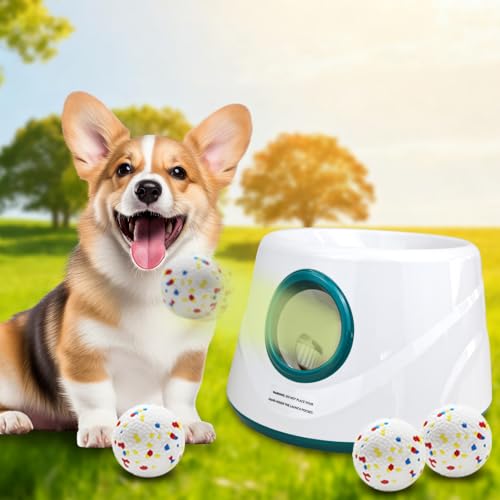 MEKAPLE Automatic Dog Ball Launcher, Upgraded Interactive Dogs Balls Thrower for Small and Medium Dogs, Distance Adjustable Mental Stimulating Dog Toys with 4 Durable Etpu Balls 2.2 Inch (Dark Green) - color: Dark Green