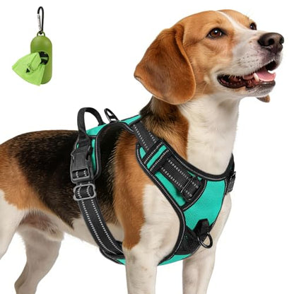 Joytale No Pull Dog Harness Medium Sized Dog, Reflective Pet Vest with Front Clip, Adjustable Soft Padded Harnesses with Easy Control Handle for Training and Walking, Teal, M - color: Teal, size: Medium
