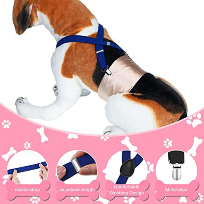 Sanwuta 6 Pieces Dog Diapers Suspenders for Female Male Dog 3 Clips Dog Diapers Suspender for Dogs Diaper Keeper Suspender for Dog Skirt, Dog Dress, 6 Colors