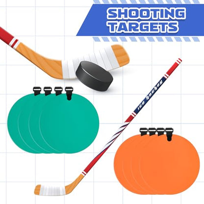 Arrowbash Silicone Hockey Shooting Targets Agility Shooting Goal Target Discs with Straps Set Reactive Hockey Training Equipment for Lacrosse Soccer Baseball Practice Accuracy, Orange, Green